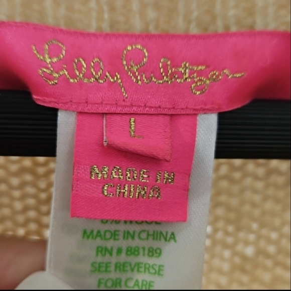 Lily Pulitzer Corabella Cream Colored Wool Blend Poncho Sweater Sz Lg - Picture 4 of 5